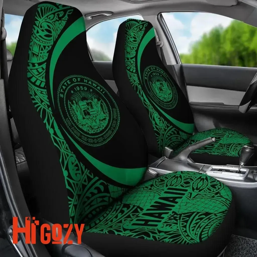 Hawaii Coat Of Arm Polynesian Car Seat Covers - Circle Style 04 J1