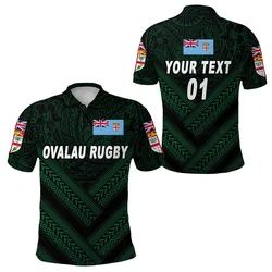 (Custom Personalised) Fiji Ovalau Rugby Polo Shirt Dark Green Style, Custom Text And Number LT8