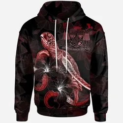 Alohawaii Clothing - Hoodie Fiji Polynesian HoodiIslandse - Turtle With Blooming Hibiscus Red - BN22