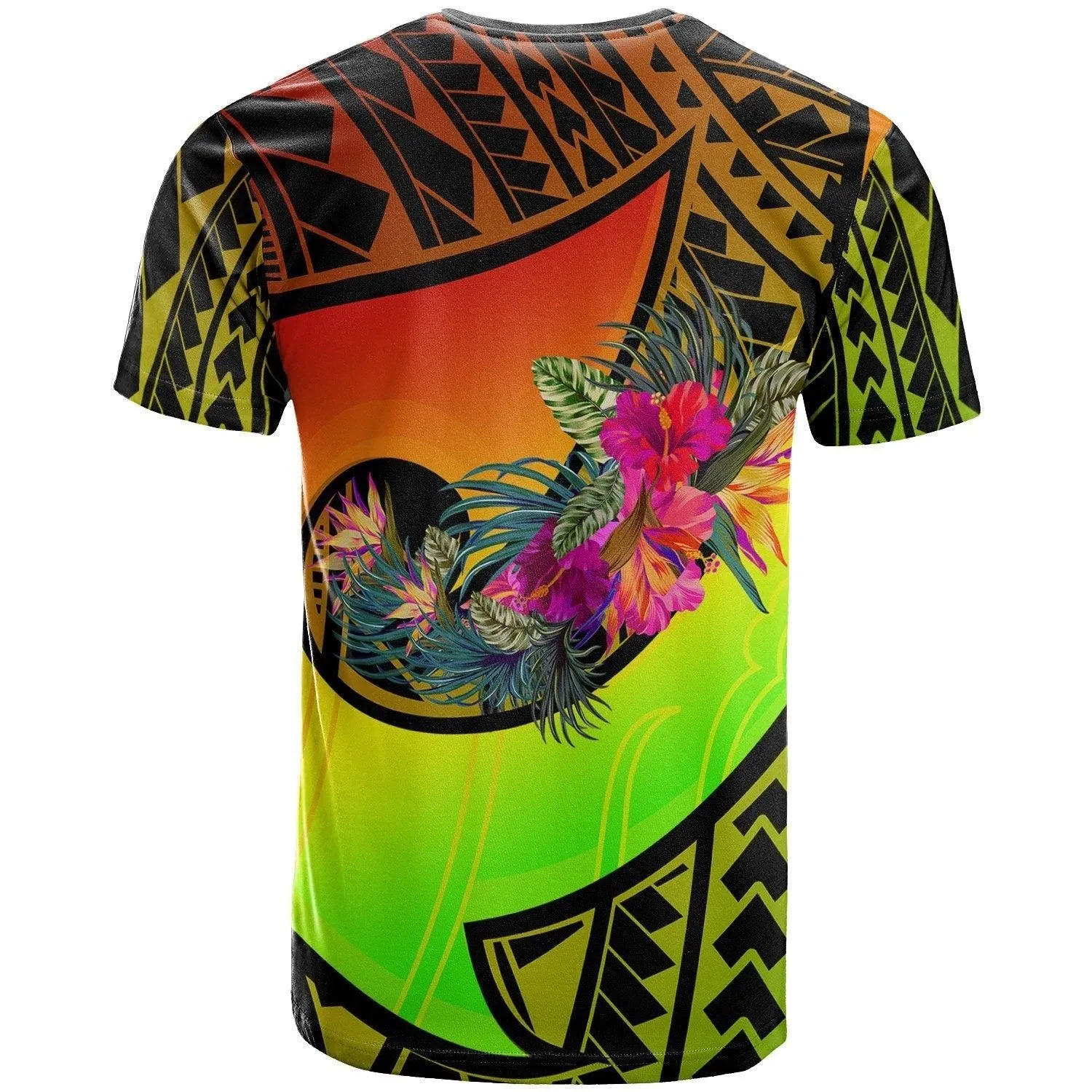 Kosrae T Shirt - Polynesian Hook and Hibiscus Raggae