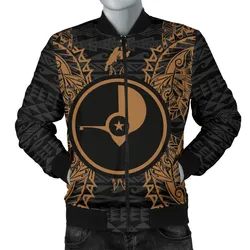 Yap Polynesian Mens Bomber Jacket Map Gold