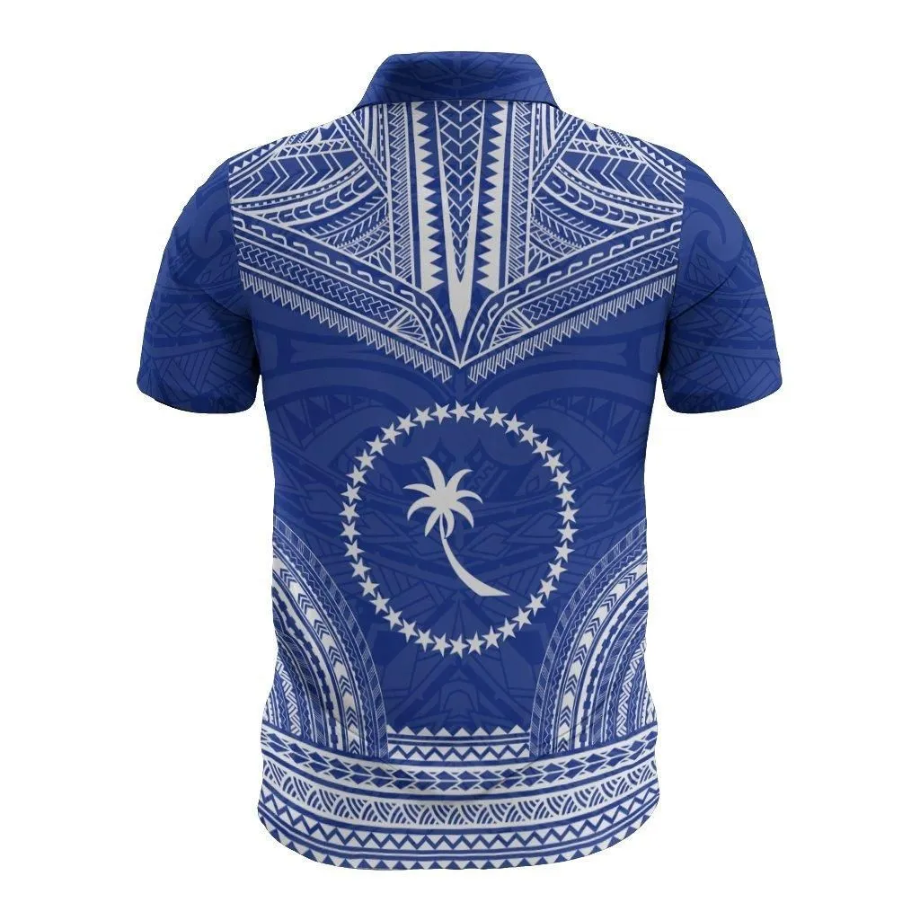 Chuuk Polo Shirt - Chuuk Flag Polynesian Chief Tattoo Flag Version