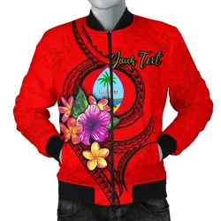 Guam Polynesian Custom Personalised Mens Bomber Jacket - Floral With Seal Red