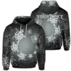 (Personalised) Hawaiian Plumeria Hibiscus Turtle Under Sea Polynesian Hoodie White AH