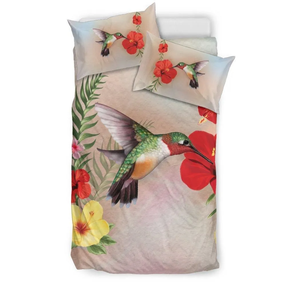 Hawaiian Hummingbirds Hibiscus Polynesian Bedding Set