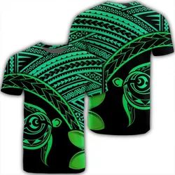 Hawaiian Turtle Plumeria Kakau Polynesian Quilt T-Shirt Neo Green AH