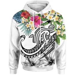 Papua New Guinea Polynesian Hoodie - Summer Plumeria (White)