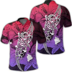 Hawaii Polynesian Hibiscus Sweat Polo Shirt