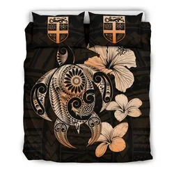 FamilyGater Bedding Set - Cover and Pillow Cases Fiji Hibiscus Plumeria Mix Polynesian Turtle Orange J1