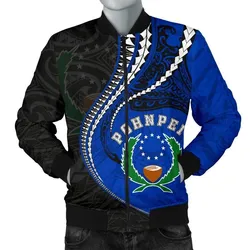 Pohnpei Mens Bomber Jacket Kanaloa Tatau Black