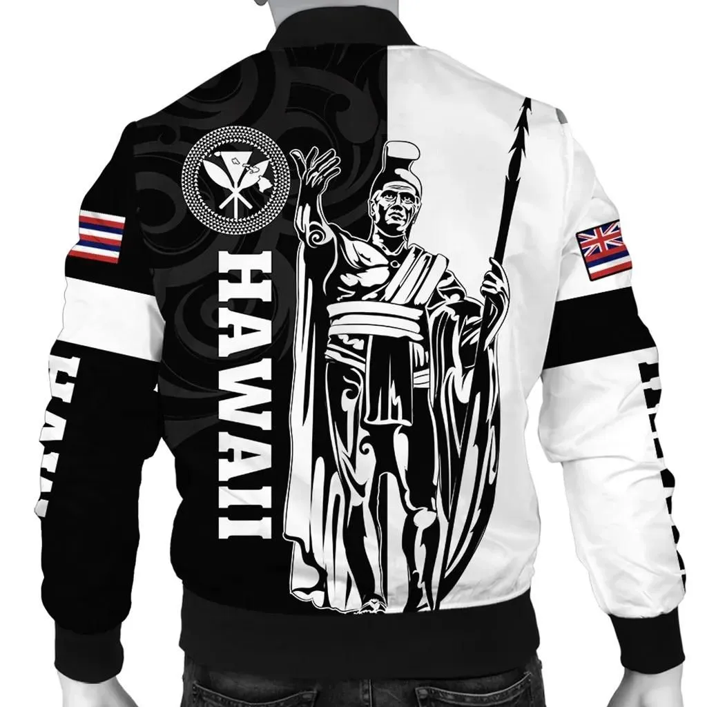 Alohawaii Jacket - Hawaii King Polynesian Bomber Jacket - Lawla Style White - AH - J4