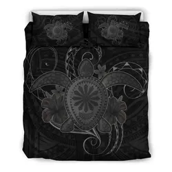 FamilyGater Bedding Set - Cover and Pillow Cases Hawaii Turtle Hibiscus Polynesian - Full Style - Gray - AH J4
