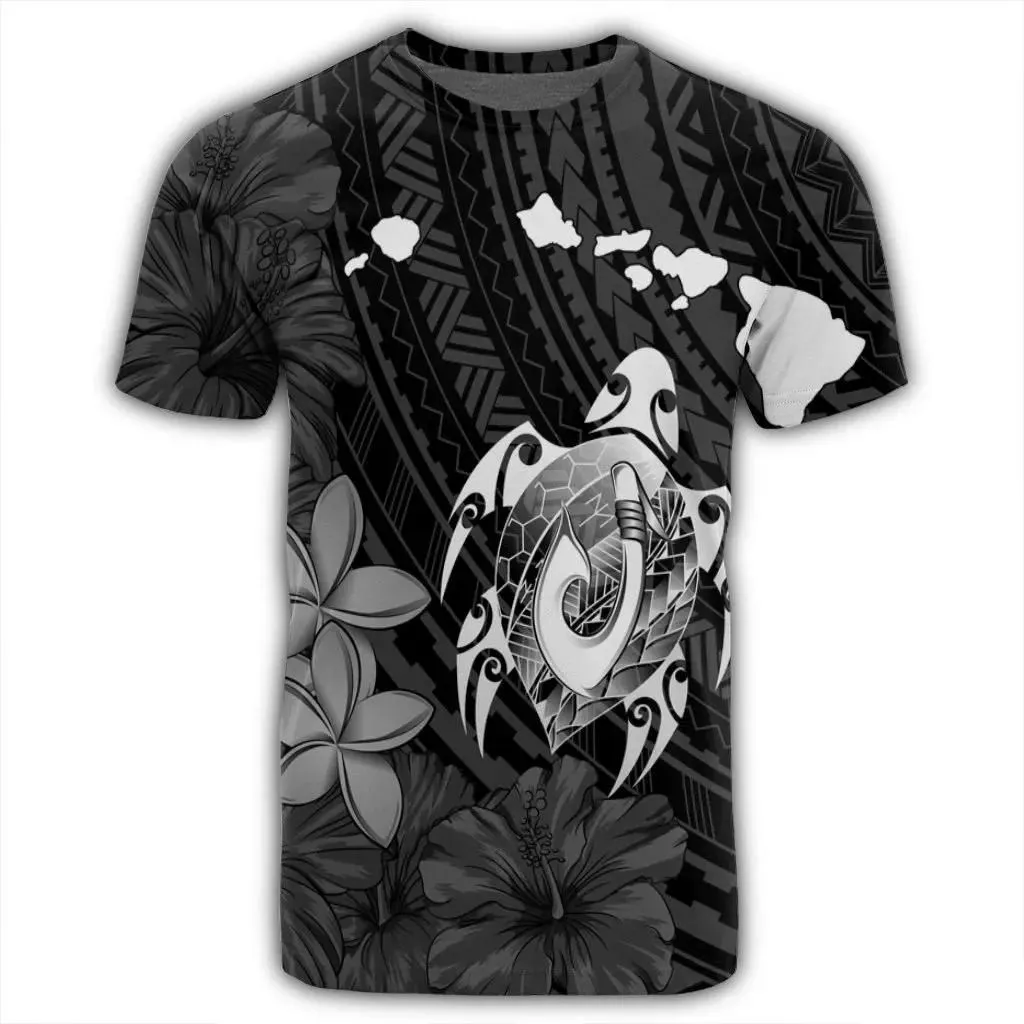 Alohawaii Tee - Hawaiian Map Turtle Plumeria Hibiscus Fish Hook Polynesian T-shirt AH - J5R