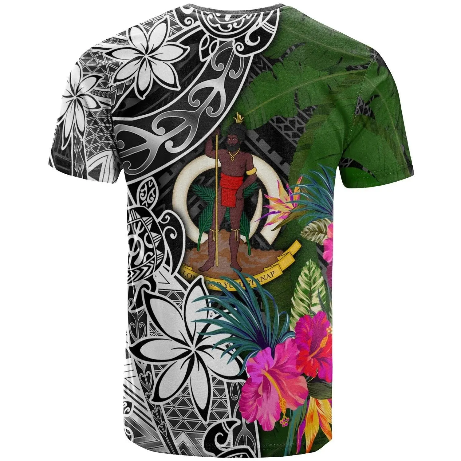 Vanuatu T-Shirt - Turtle Plumeria Banana Leaf - BN11