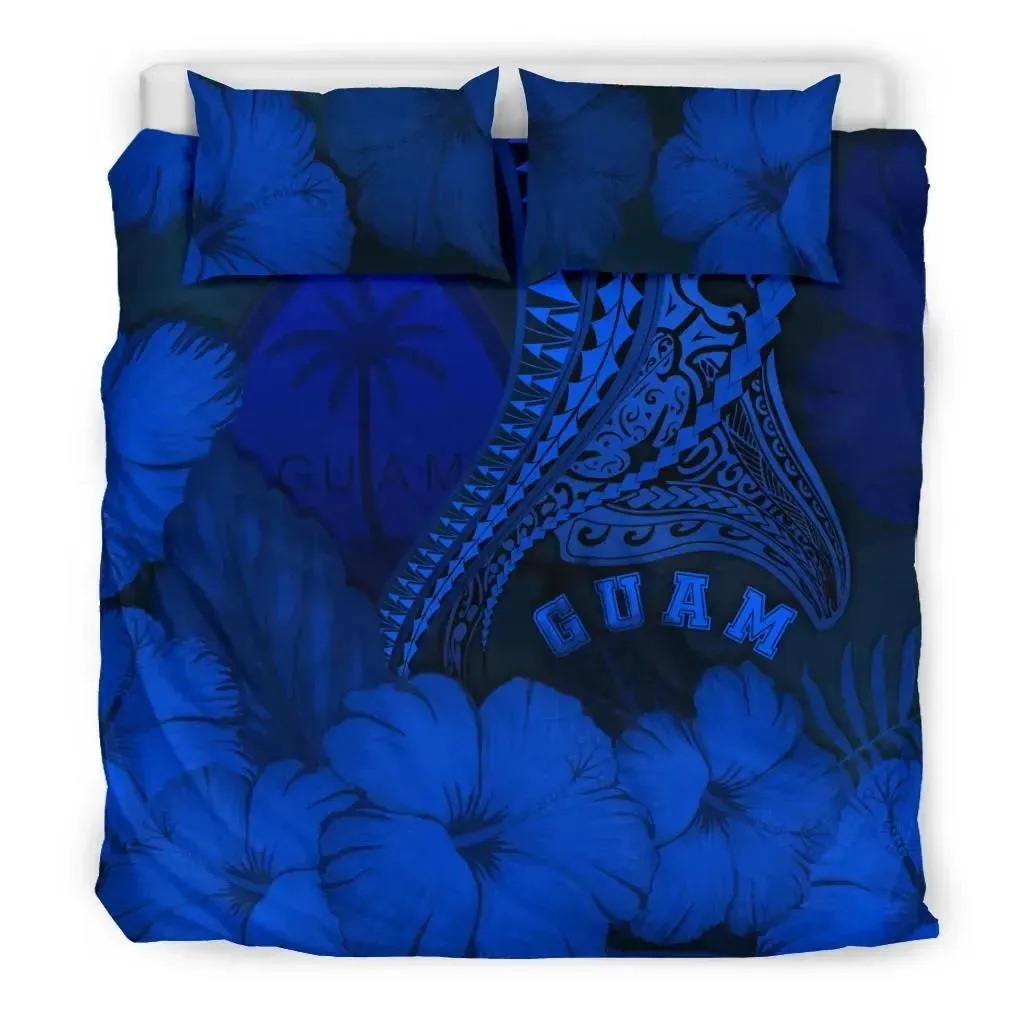 FamilyGater Bedding Set - Cover and Pillow Cases Guam Guam Manta Polynesian Hibiscus TH5