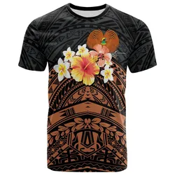 Papua New Guinea Custom Personalised T-shirt - Tribal Pattern Hibiscus