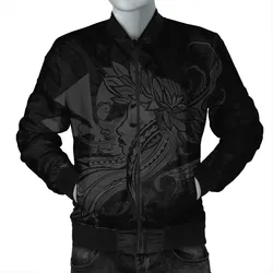 Alohawaii Jacket - Hawaiian Map Hula Girl Hibiscus Kanaka Polynesian Bomber Jacket - Gray - AH - J4R