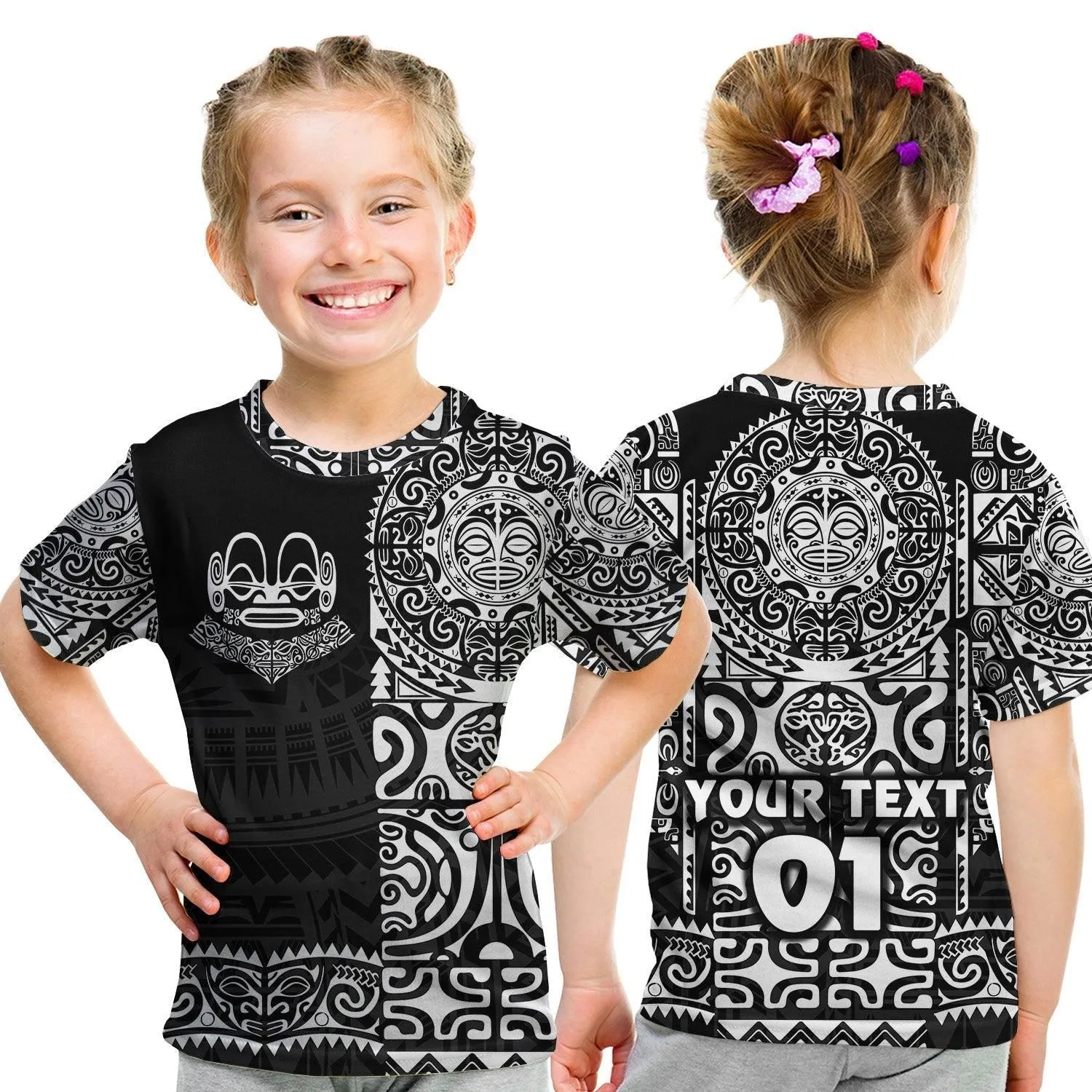 (Custom Personalised) Marquesas Islands T Shirt KID Marquesan Tattoo Unique Style - Black LT8