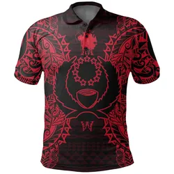 Polynesian Pride Polo Shirt - Pohnpei Polo Shirt Pohnpei Flag Map Polynesian Tattoo Red