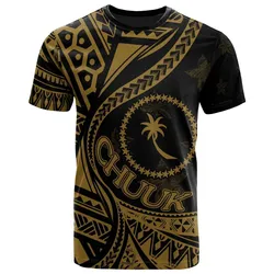 Chuuk State T Shirt - Plumeria Flowers Gold Version