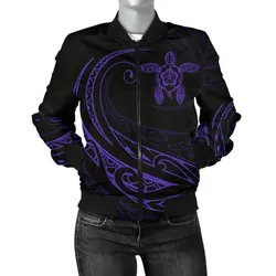 Alohawaii Jacket - Hawaii Turtle Polynesian Womens Bomber Jacket - Purple - Frida Style - AH J9