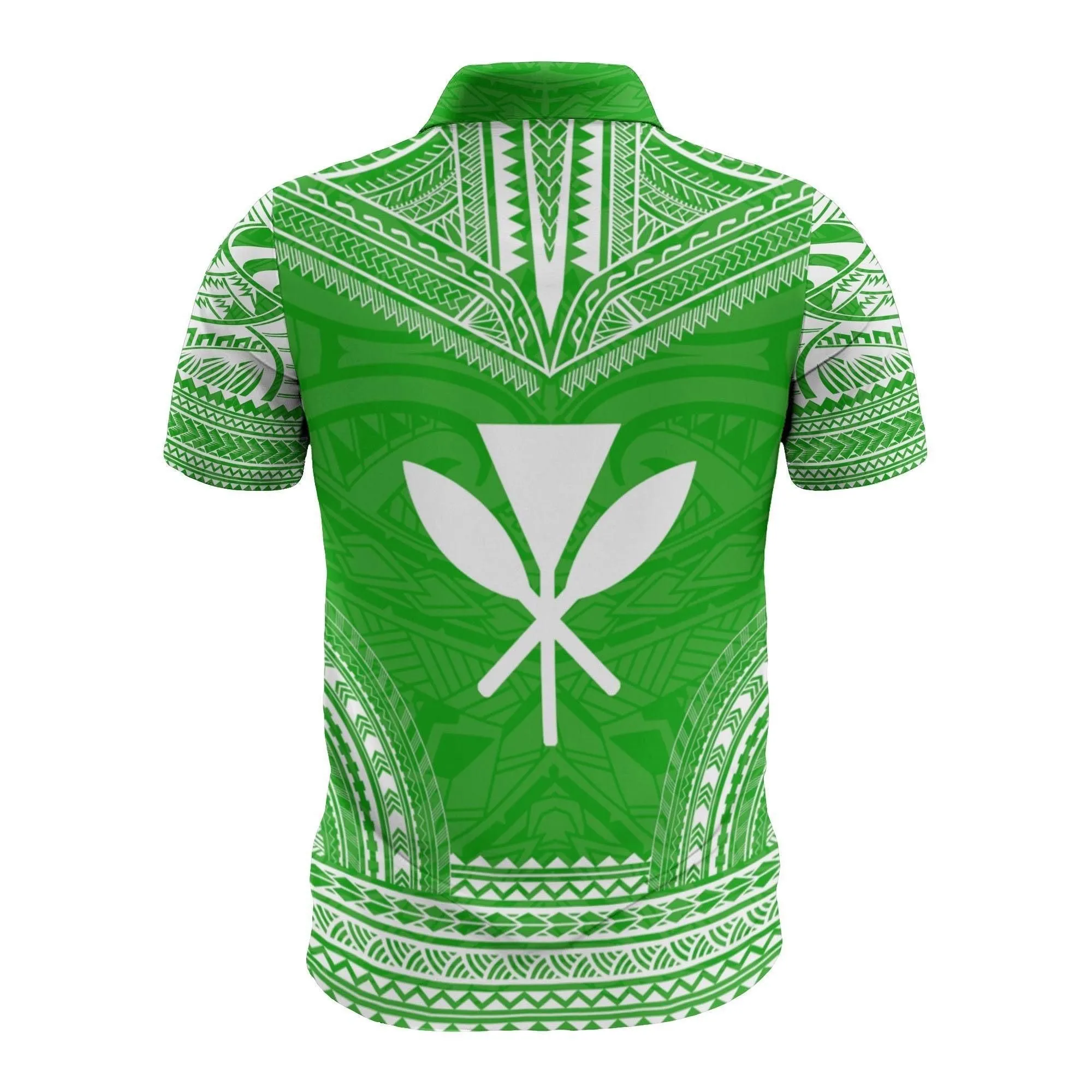 Hawaii Custom Personalised Polo Shirt - Kanaka Maoli Polynesian Chief Tattoo Green Version