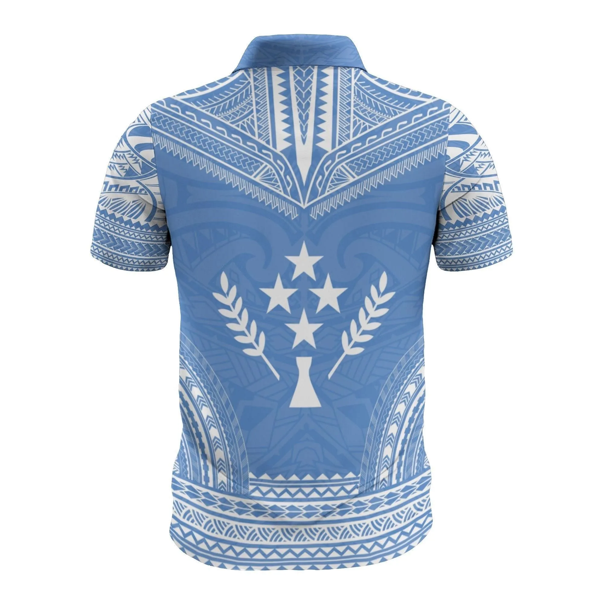 Kosrae Custom Personalised Polo Shirt - Kosrae Flag Polynesian Chief Tattoo Blue Version