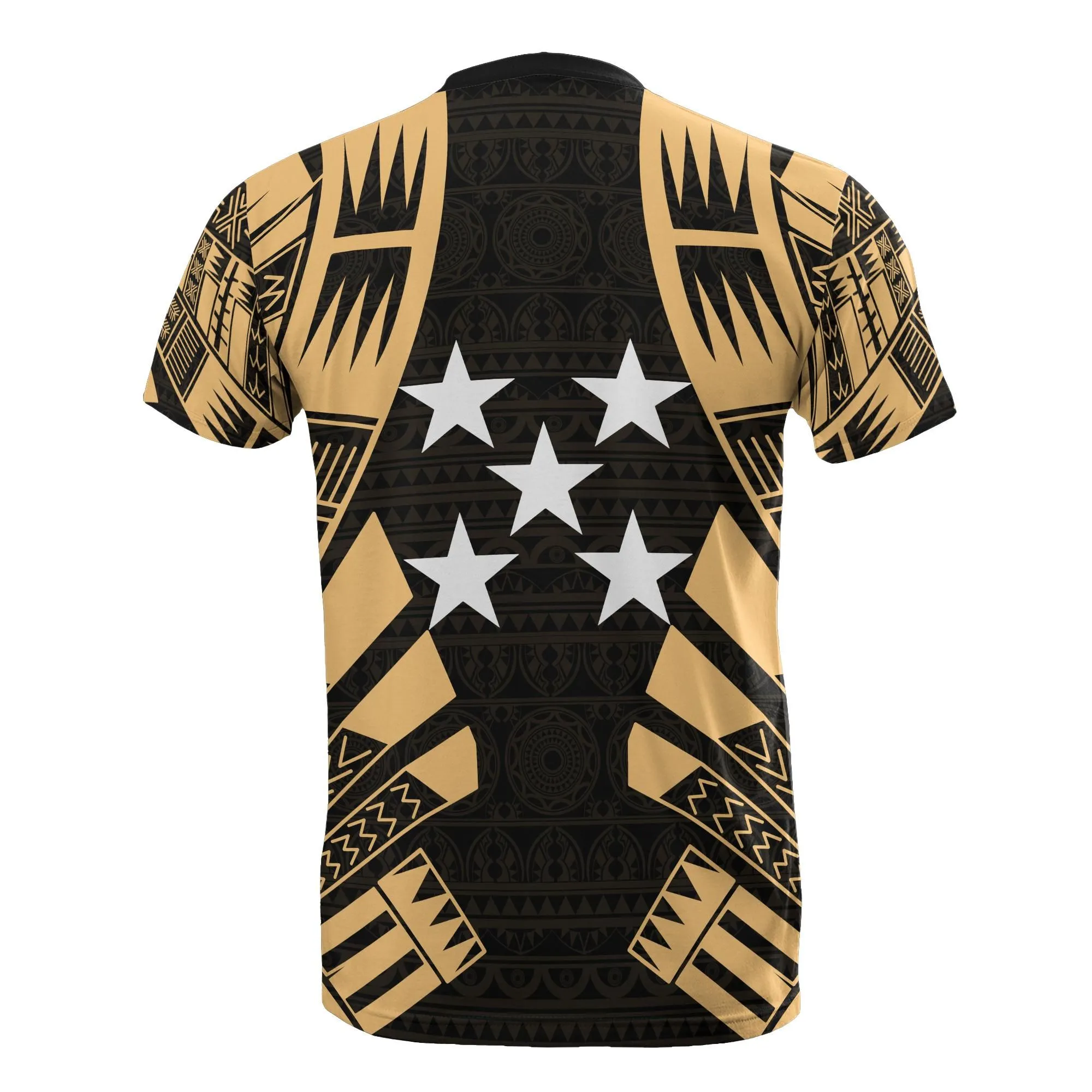 Gambier Islands T-Shirt - Gambier Islands Flag Polynesian Tattoo Gold Style
