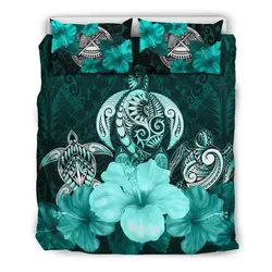 FamilyGater Bedding Set - Cover and Pillow Cases American Samoa Three Turtle Polynesian Hibiscus TH5