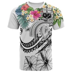 Polynesian Samoa T shirt - Summer Plumeria White
