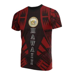 Hawaii T Shirt - Hawaii Seal Polynesian Tattoo Red Style
