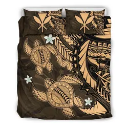 FamilyGater Bedding Set - Cover and Pillow Cases Hawaiian - Hawaii Polynesian Turtle Hibiscus - Gold - AH - J4