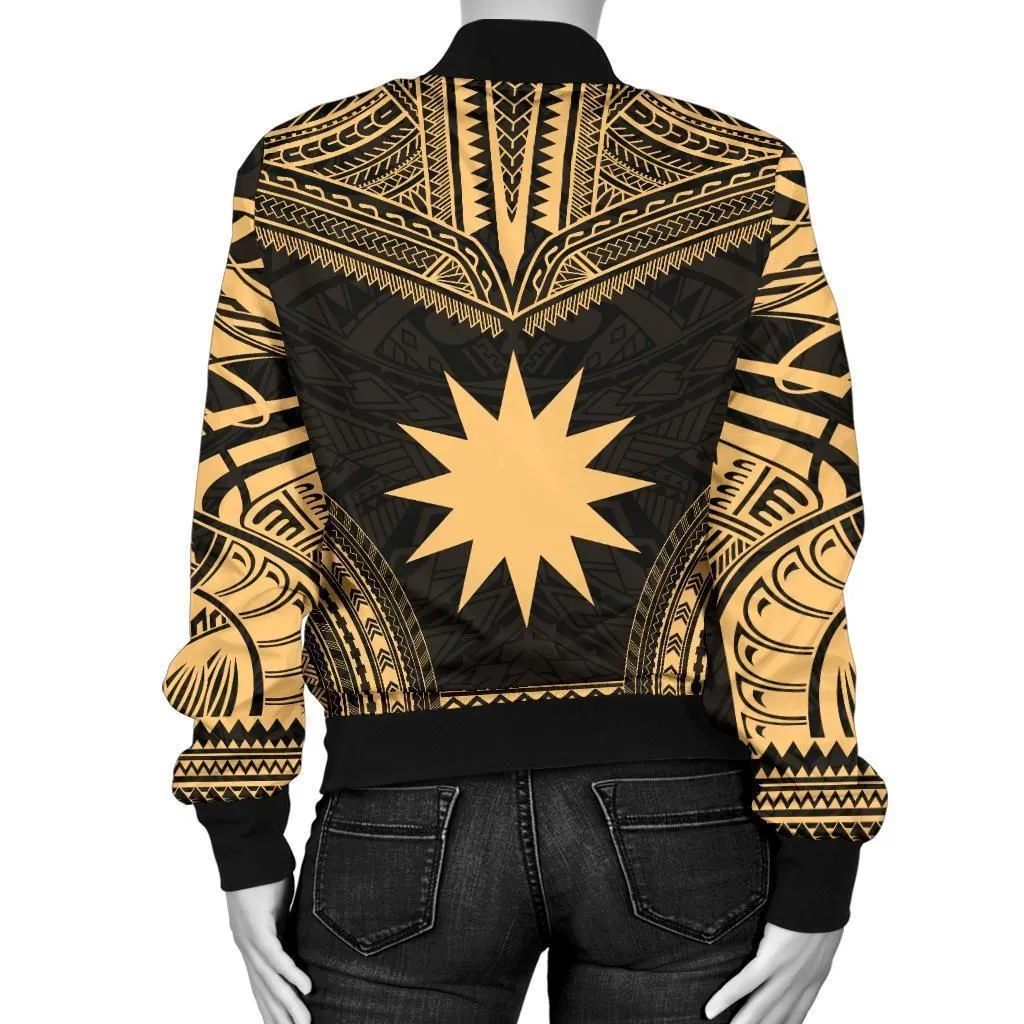 Nauru Polynesian Chief Womens Bomber Jacket - Gold Version