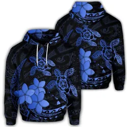 Hawaiian Polynesian Turtle Plumeria Hoodie - Pog Style Blue