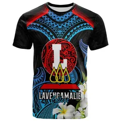 Tonga Polynesian T-shirt - Lavengamalie College with Polynesian Patterns and Plumeria Flower T-shirt LT10
