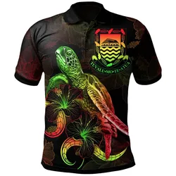 Alohawaii Shirt - Polo Shirt Tuvalu Polynesian - Turtle With Blooming Hibiscus Reggae - BN22