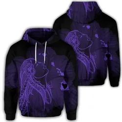 Alohawaii Hoodie - Hawaiian Map Heart Hula Girl Hibiscus Purple Polynesian Hoodie - AH - J4R