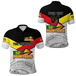 (Custom Personalised) Papua New Guinea SP Hunters Polo Shirt Rugby Original Style - White, Custom Text And Number LT8