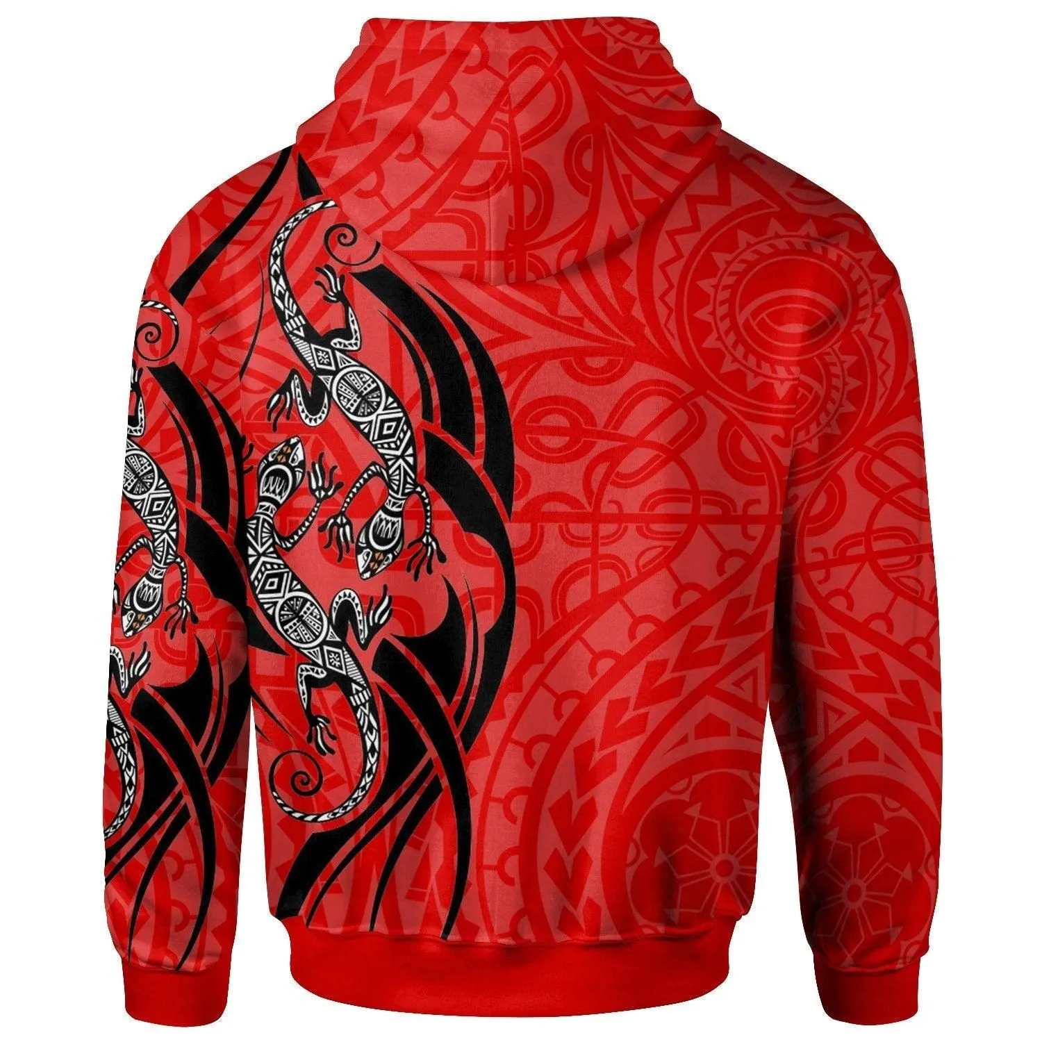 Polynesian Hoodie - Polynesian Lizard Tattoo Red Color