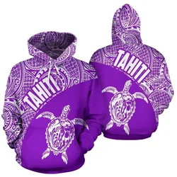 Tahiti Hoodie - Tahiti Turtle Mermaid Polynesian Tattoo Blue and White Version6