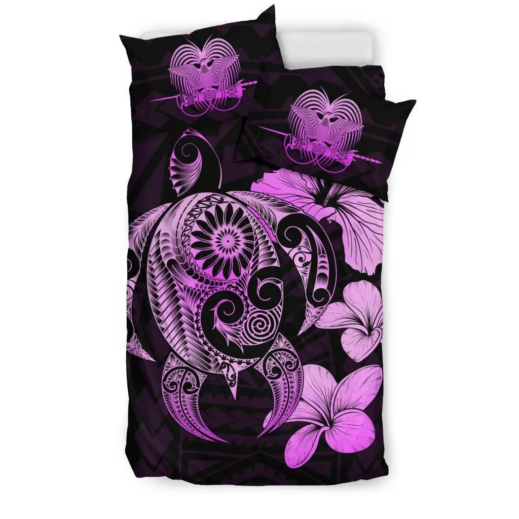 FamilyGater Bedding Set - Cover and Pillow Cases Papua New Guinea Hibiscus Plumeria Mix Polynesian Turtle Pink J1
