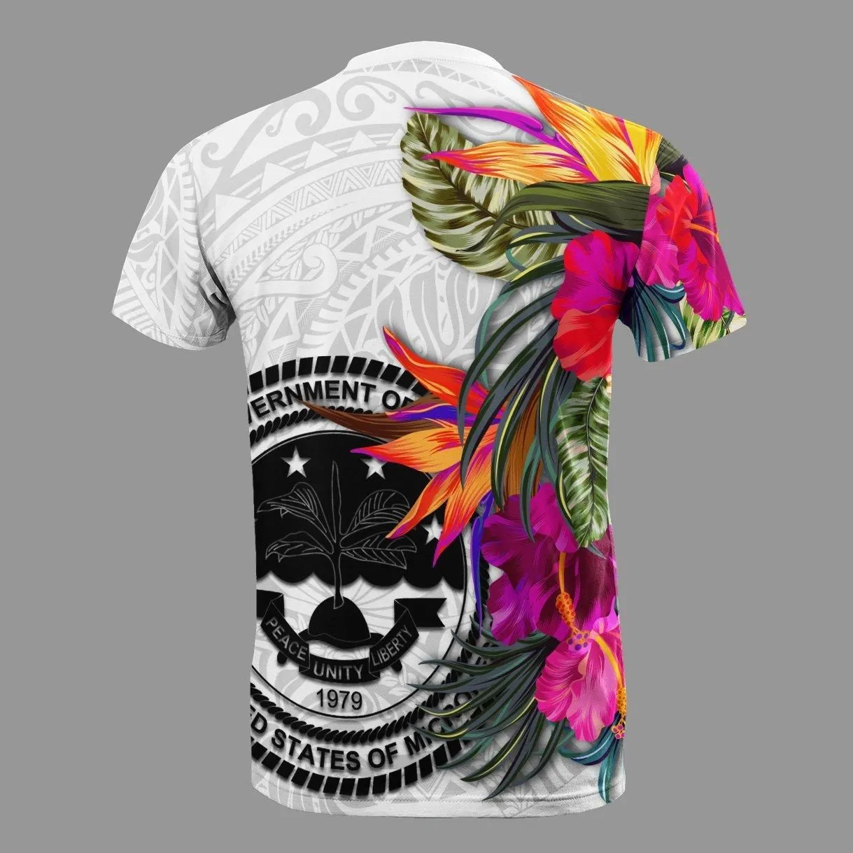Vibe Hoodie Federated States Of Micronesia Custom Personalised T shirt - Hibiscus White Pattern