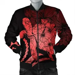 Alohawaii Jacket - Hawaii Turtle Hibiscus Polynesian Vintage Bomber Jacket - Red - AH - J4R