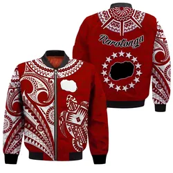 Rarotonga Cook Islands Bomber Jacket Turtle and Map Style Red LT13