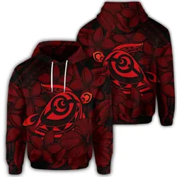 Alohawaii Hoodie - Hawaiian Turtle Hibiscus Plumeria Kanaka Polynesian Hoodie Red - Soft Style - AH - J4R