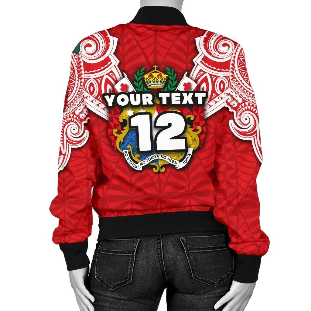 (Custom Personalised) Tonga Rugby Womens Bomber Jacket Royal Style