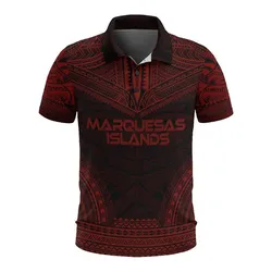 Marquesas Islands Polo Shirt - Marquesas Islands Tiki Face Polynesian Chief Tattoo Red Version