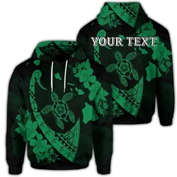 (Personalised) Hawaiian Map Hibiscus Turtle Fish Hook Polynesian Hoodie Green - AH