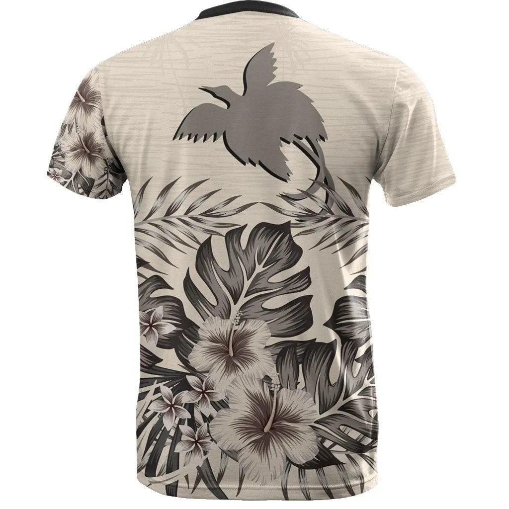 Papua New Guinea T shirt - Papua New Guinea Flag Beige Hibiscus