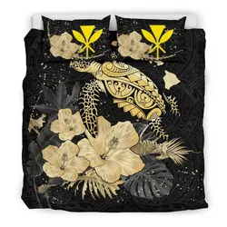 Polynesian Kanaka Maoli (Hawaiian) Turtle Hibiscus Gold Special A Bedding Set Camlixw
